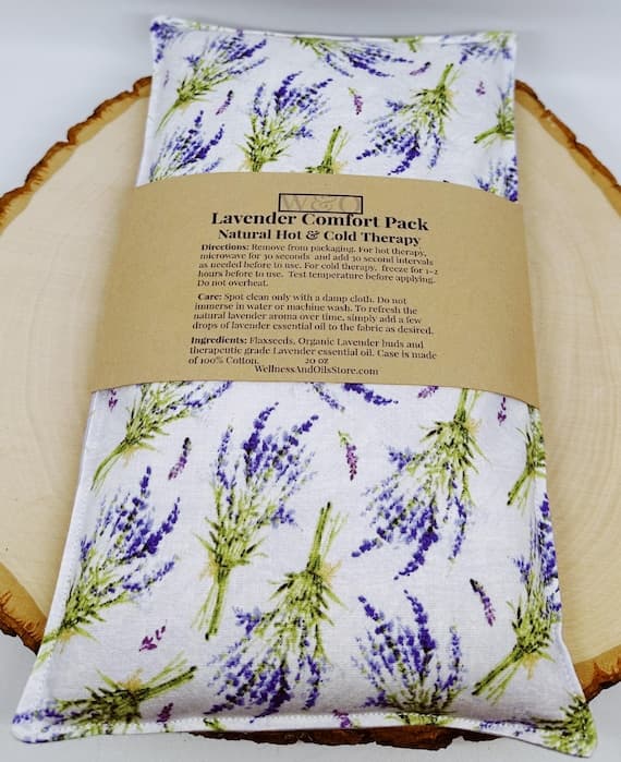Lavender Flaxseed Heating Pad, Microwavable Hot Cold Pack, Aromatherapy Comfort Pillow, Reusable Heat Pack, Relaxation Gift for Her Handmade