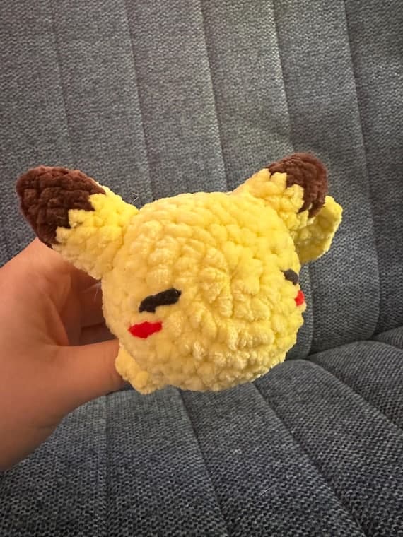 Handmade Crochet Pikachu Plushie – Soft Chenille Amigurumi Toy