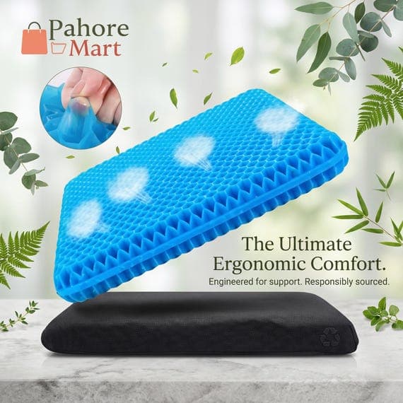 Honeycomb Gel Seat Cushion, Breathable Ergonomic Chair Pad (Blue)