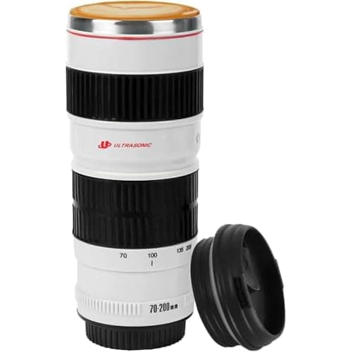 Sequpr Camera Lens Coffee Mug-14.8oz，Stainless Steel Camera Lens Cup，Camera Lens Mug for Photographers Men Women Birthday Gifts