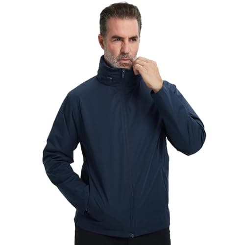 M MAELREG Mens Lightweight Jackets Water Resistant Windbreaker Packable Hooded Golf Jacket Men for Running Hiking Navy Large